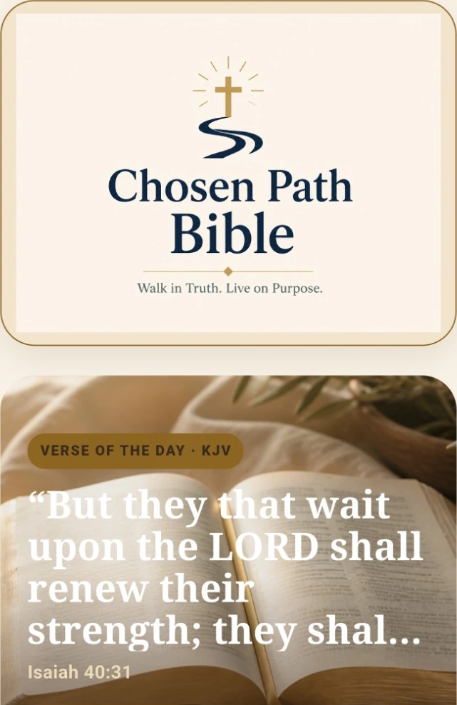 Supplied Bible app home-screen crop, showing Chosen Path Bible and a KJV verse-of-the-day card